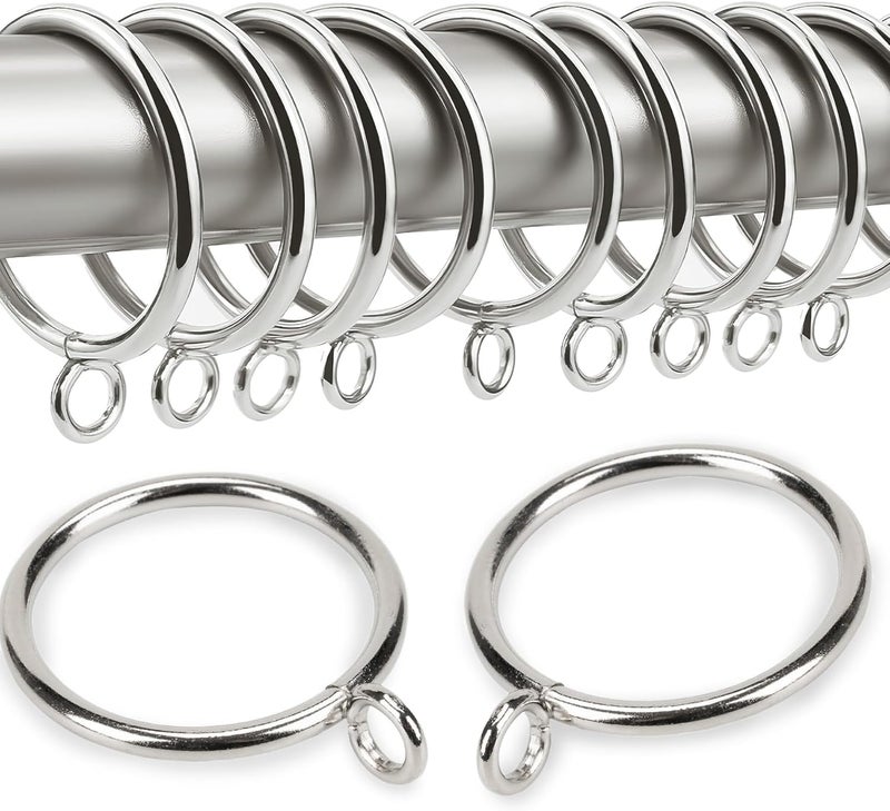 LEPEVNEY Silver Curtain Rings Metal Drapery Ring for Curtain Rods Silver Tone, Inner Diameter 1 Inch 24 Pcs - Image 1